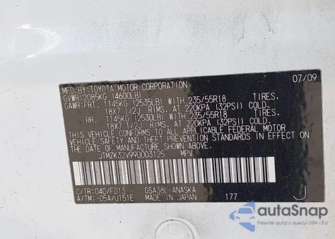 2009 Toyota Rav4 Sport V6 из США, поврежденный, VIN JTMZK32V99D003125